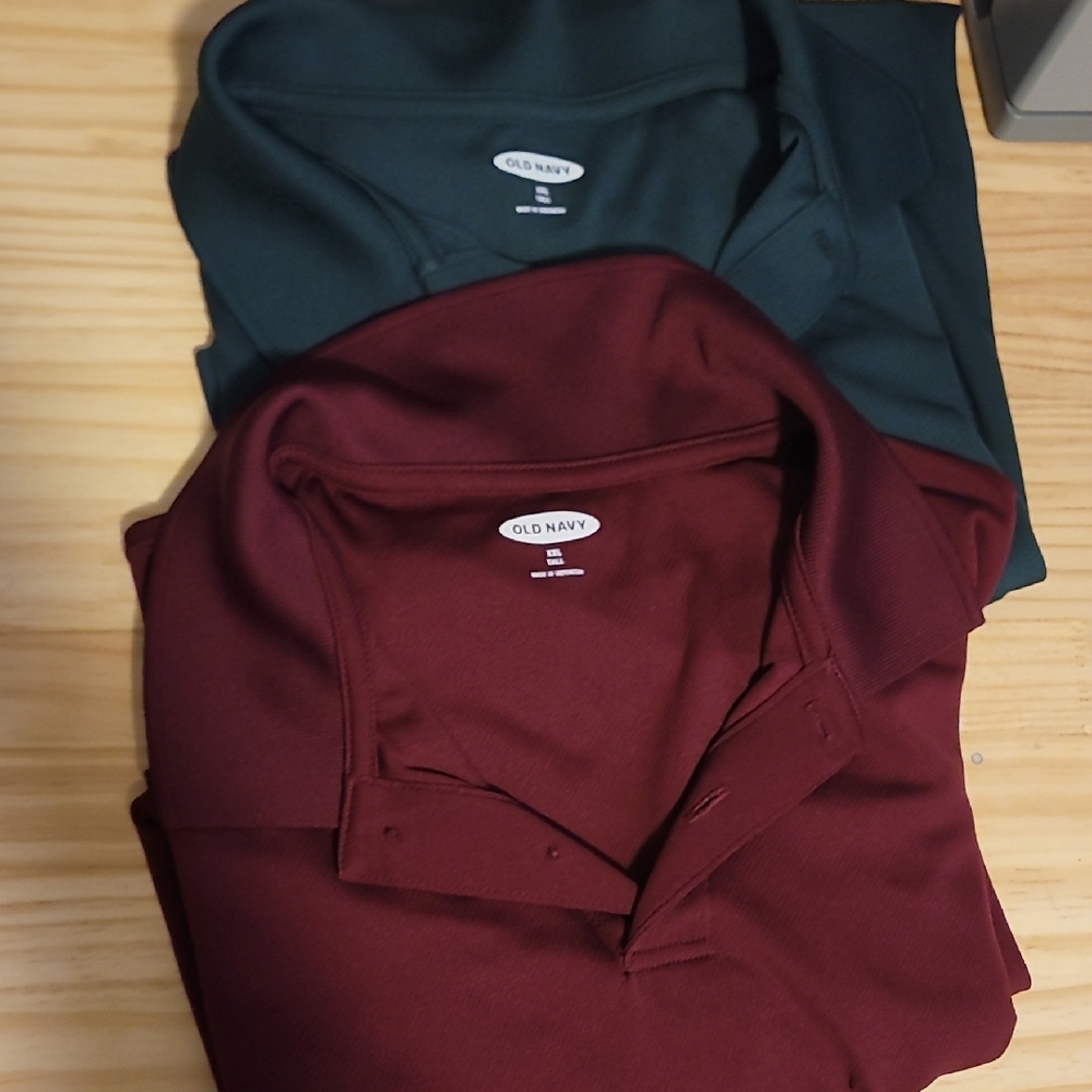 Old Navy Dark Green and Burgundy Polo Shirts